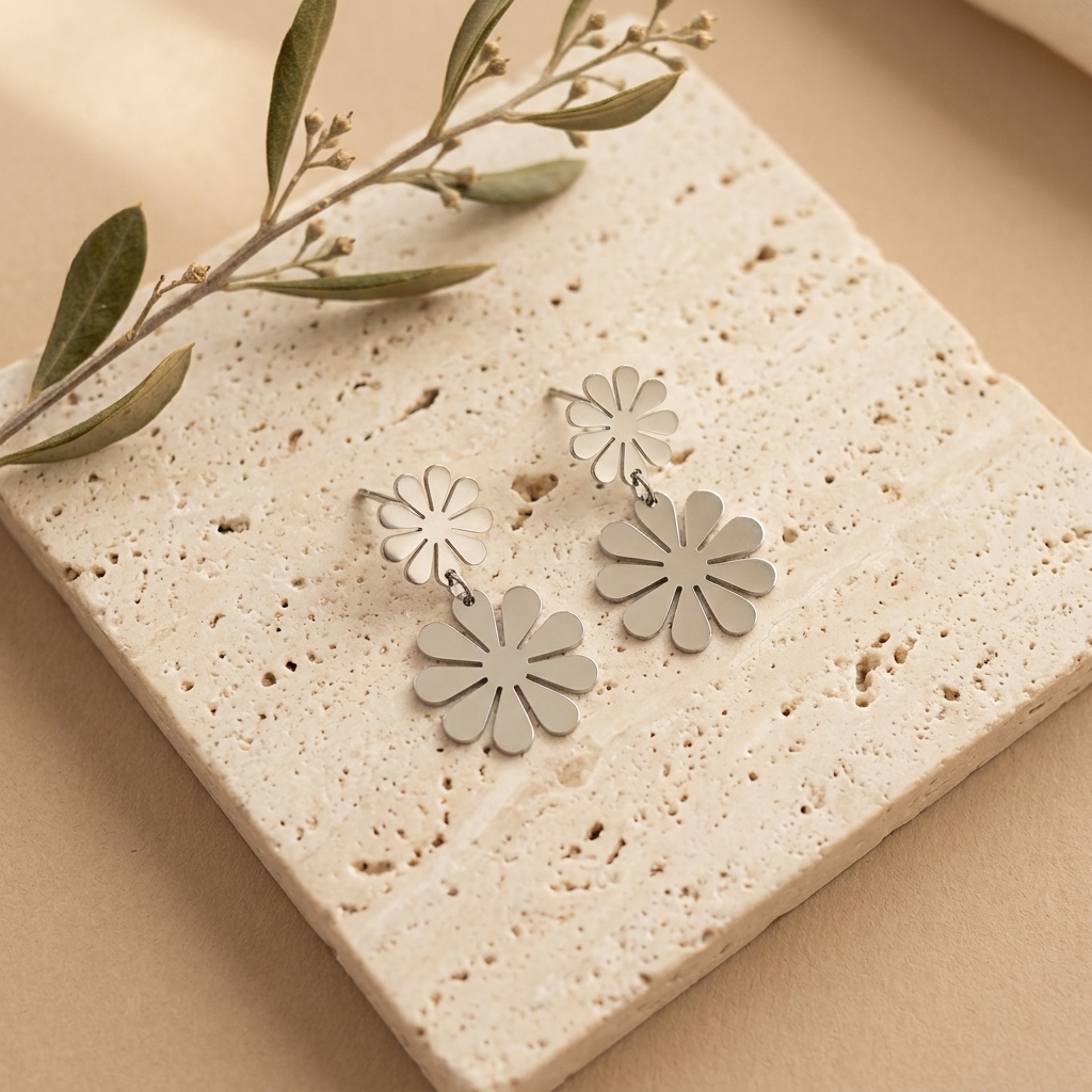 Pendientes Doble Margarita — pendientes de acero inoxidable