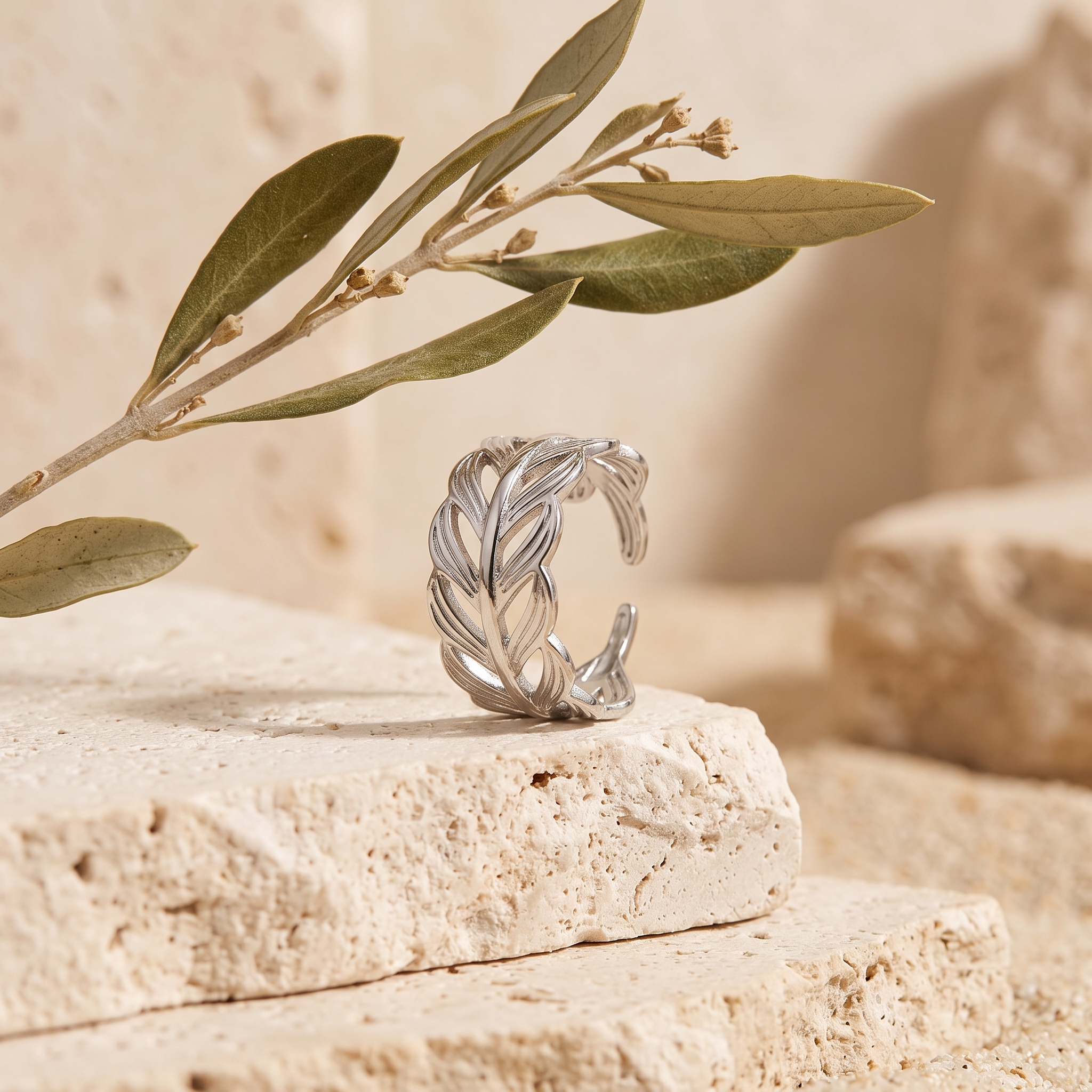 Anillo Pluma Trenzada — anillos de acero inoxidable