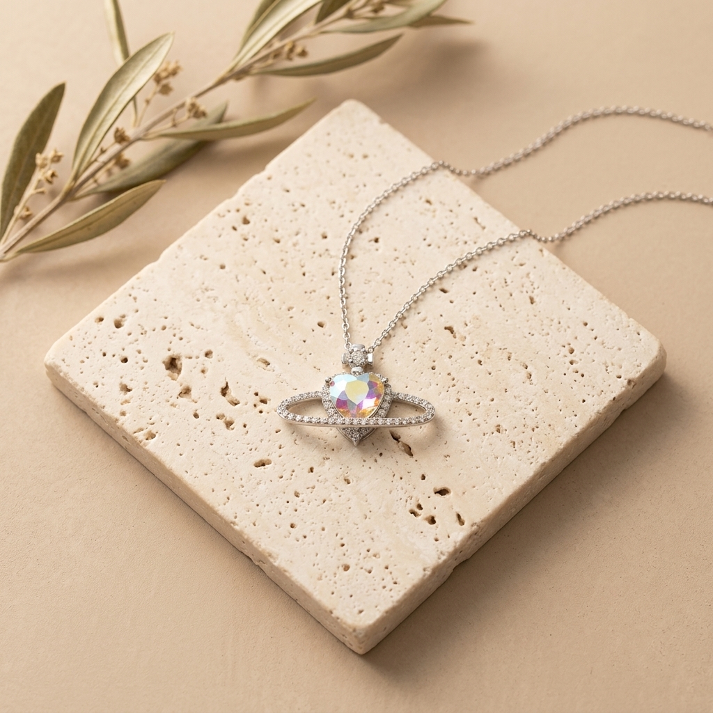 Collar Corazón Aurora — collares de acero inoxidable y aleación de cobre con baño de plata