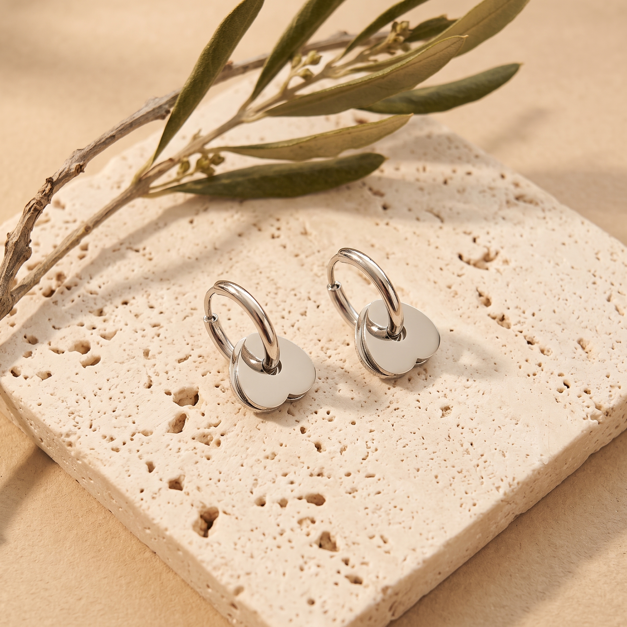 Pendientes Aro Corazón — pendientes de acero inoxidable
