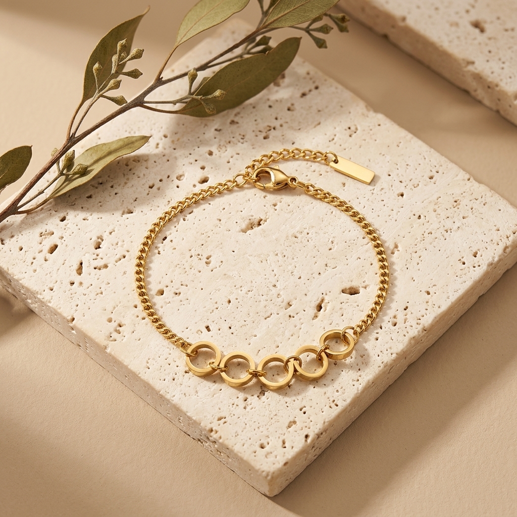 Pulsera Argollas — pulseras de acero con baño de oro 18k