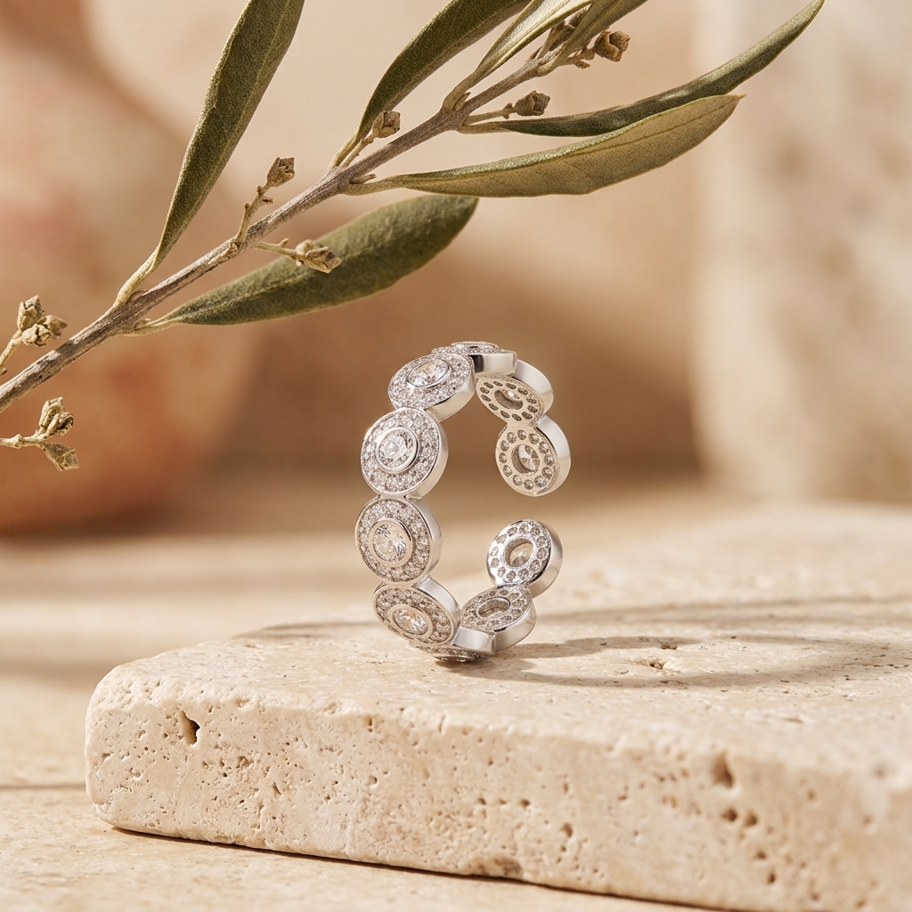 Anillo Halo — anillos de aleación de cobre con baño de plata