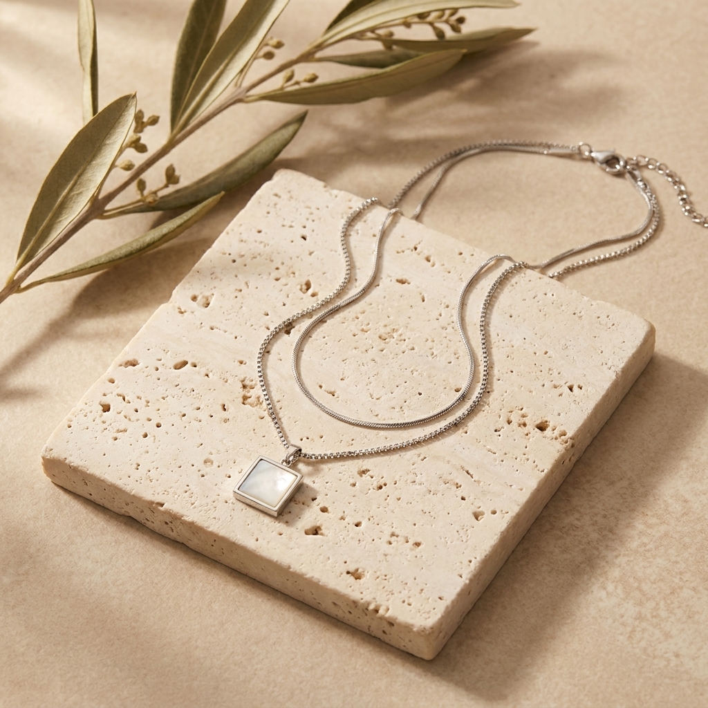Collar Doble Nácar — collares de acero inoxidable