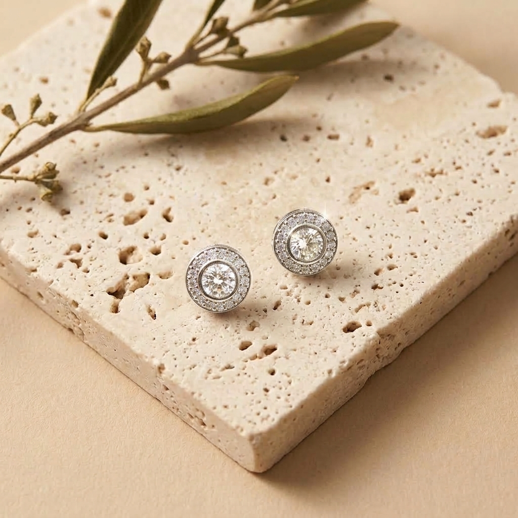 Pendientes Halo — pendientes de aleación de cobre con baño de plata