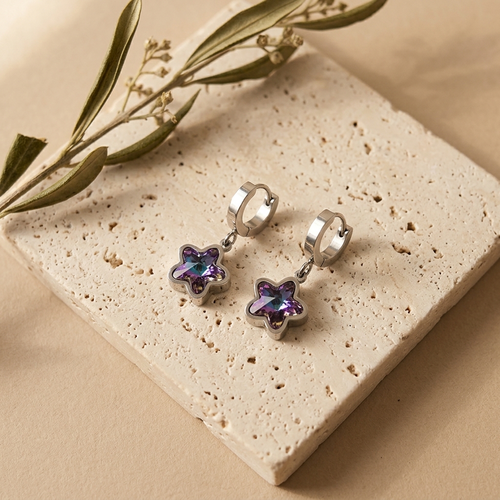 Pendientes Estrella Boreal — pendientes de acero inoxidable
