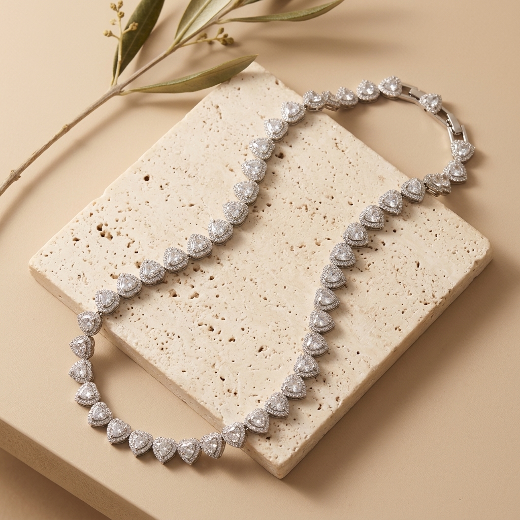 Collar Corazón Halo — collares de aleación de cobre con baño de plata