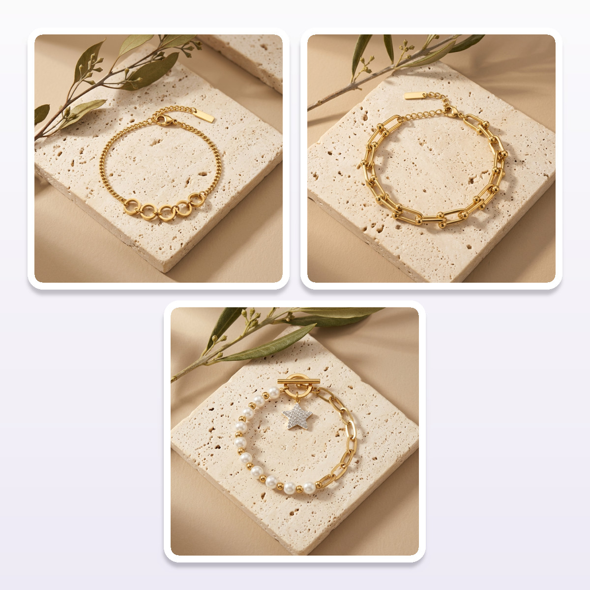Pack Pulseras Doradas