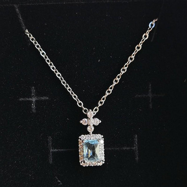 Collar Colgante Rectangular Aguamarina