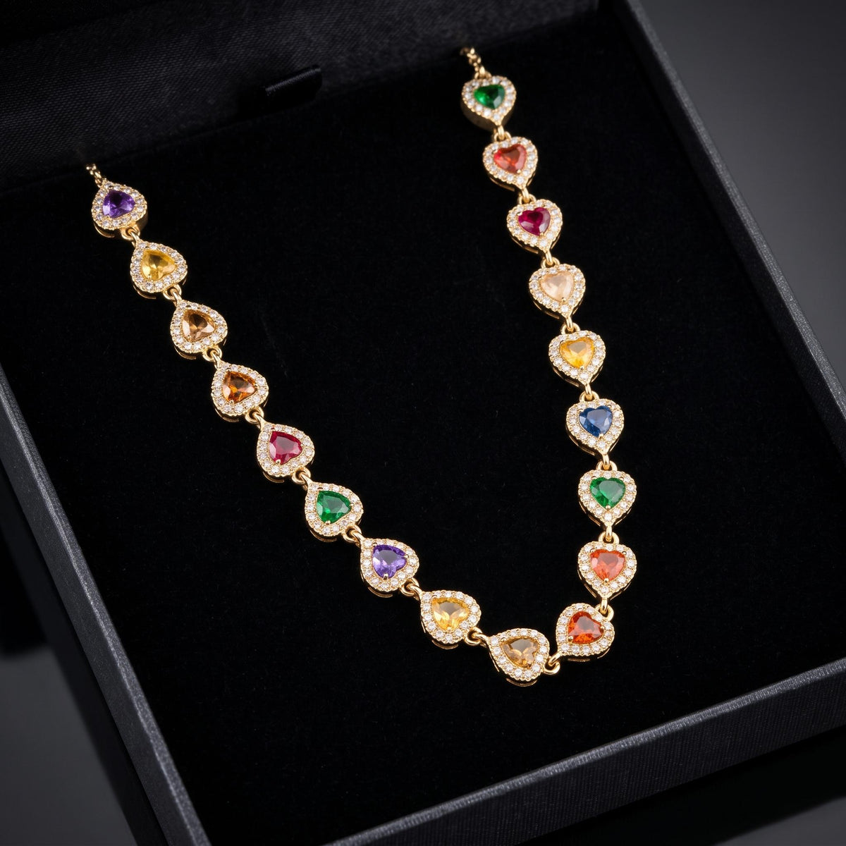 Collar Corazón Lux Arcoíris - Acero