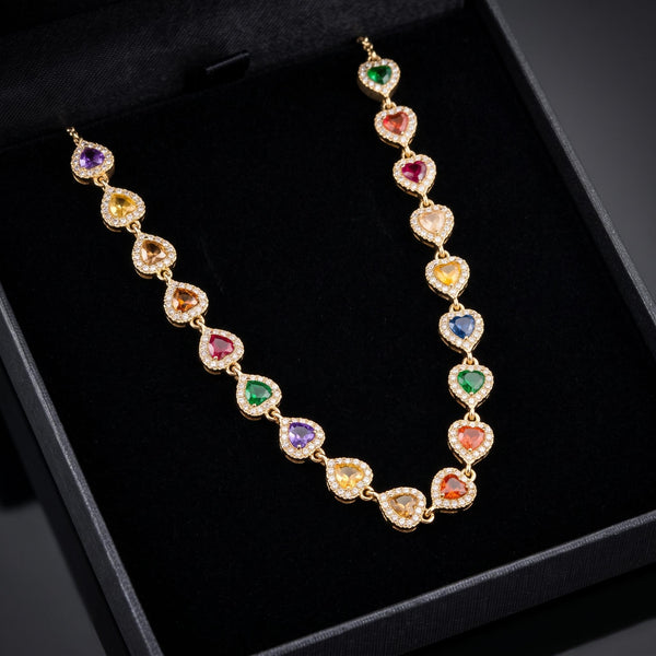 Collar Corazón Lux Arcoíris - Acero