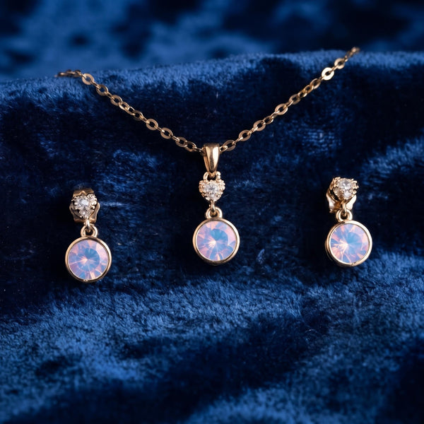 Conjunto Gota de Aurora (collar y pendientes) - Chapado oro 14k