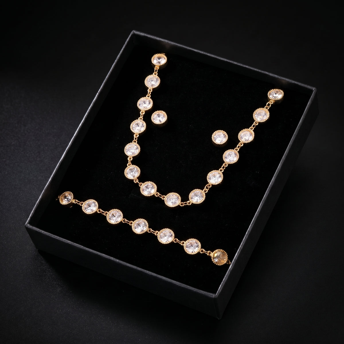 Conjunto Diamantina - Acero con baño de oro de 18k (NOVEDAD)