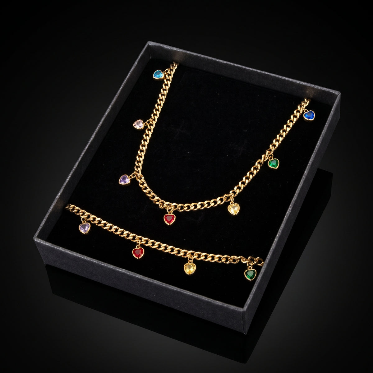 Conjunto Corazones Pop - Acero con baño de oro de 18k (NOVEDAD)