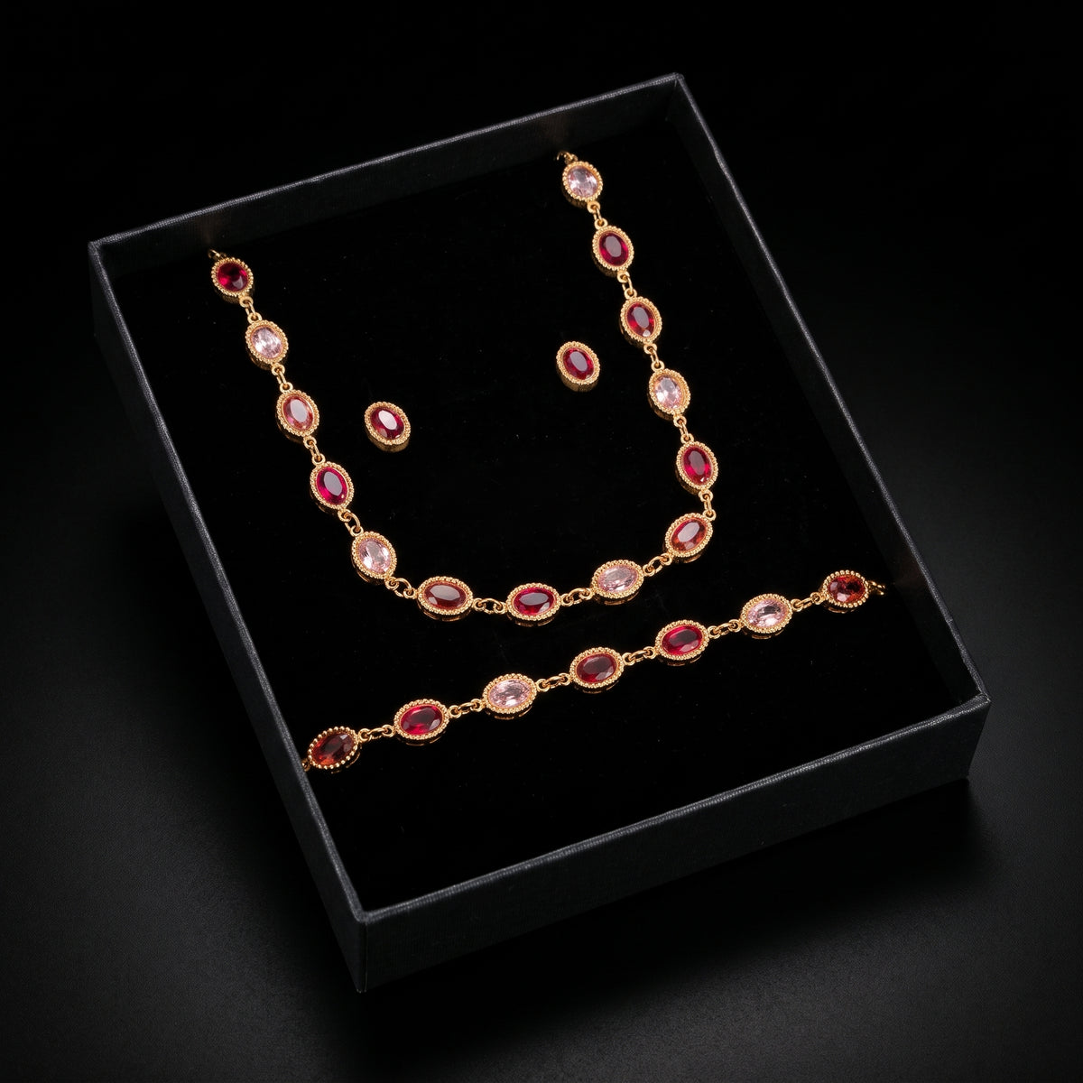 Conjunto Rosa Imperial - Acero con baño de oro de 18k (NOVEDAD)