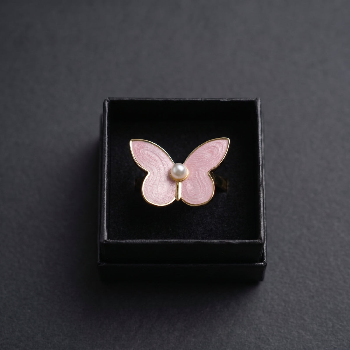 Anillo Perla Alada - Acero con baño de oro de 18k