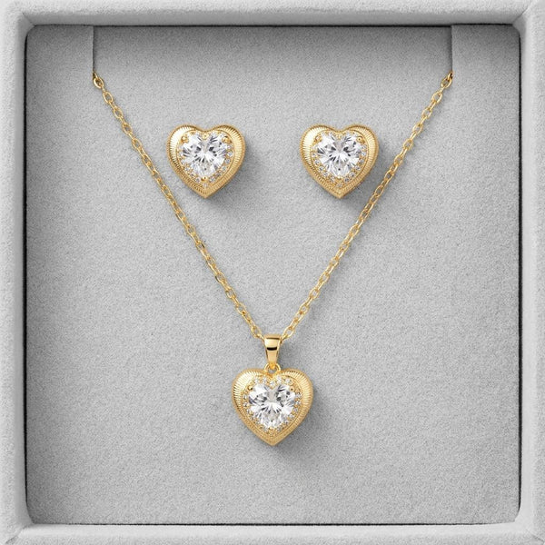 Set Amore Laminado oro 14k (Collar y pendientes)