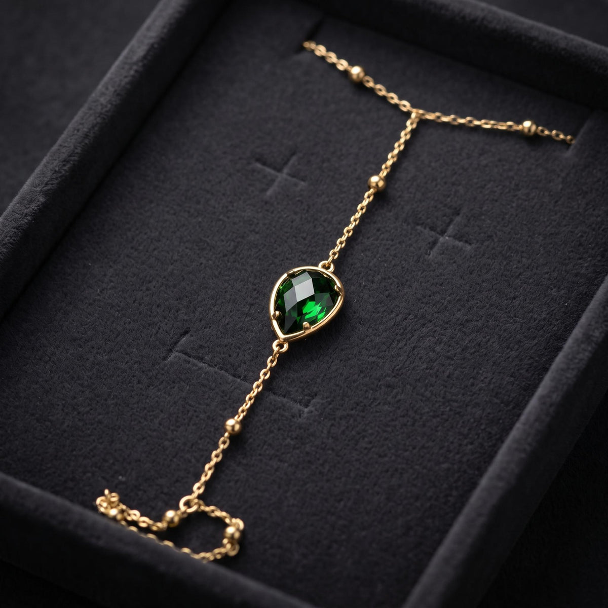 Pulsera de Mano Esmeralda - Acero