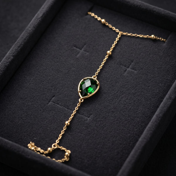 Pulsera de Mano Esmeralda - Acero