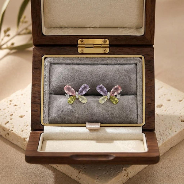 Pendientes Alas de Caramelo - Laminado oro blanco 14k - Aguja de plata