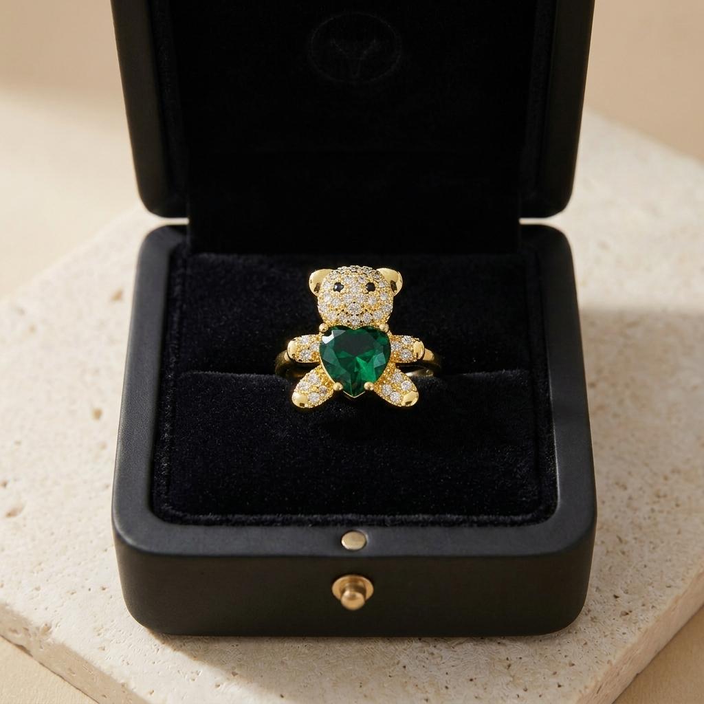 Anillo ajustable Osito Viridis - Laminado oro 14k